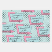 Feuille De Papier Cadeau N'importe quel âge, anniversaire rétro des années  (Devant)