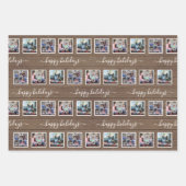 Feuille De Papier Cadeau N'Importe Quel Texte 12 Photo Collage Bois rustiqu (Devant 2)