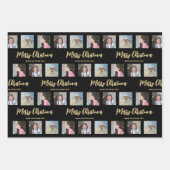 Feuille De Papier Cadeau N'Importe Quel Texte Photo Collage Chic Noir & Or  (Devant)