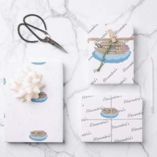 Feuille De Papier Cadeau Noah's Ark Baby Girl or Boy Baby shower