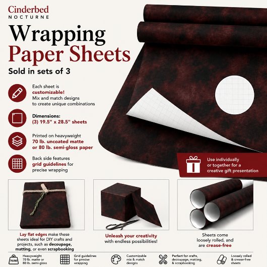 Feuille De Papier Cadeau Nocturne de Cendres