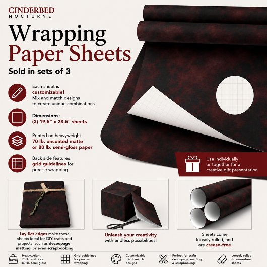 Feuille De Papier Cadeau Nocturne de Cendres