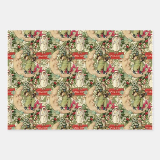 Feuille De Papier Cadeau Noël à l'ancienne  (Devant 3)