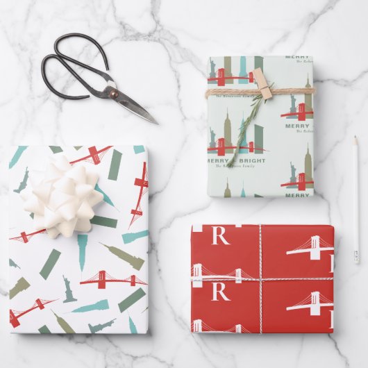 Feuille De Papier Cadeau Noël à New York Architecture personnalisée (Recto)