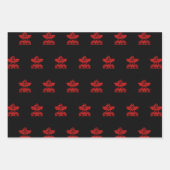 Feuille De Papier Cadeau Noel Amérindien Aigle Totem Pole Noir et Rouge (Devant 3)