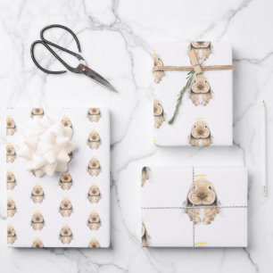 Feuille De Papier Cadeau Noël Angel Bunny