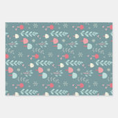 Feuille De Papier Cadeau Noël animal de bois bleu Turquoise (Devant 3)