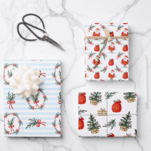 Feuille De Papier Cadeau Noël aquarelle fantaisiste Fêtes de fin d'année