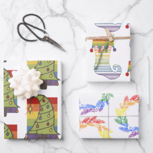 Feuille De Papier Cadeau Noël arc-en-ciel gay pride