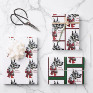 Feuille De Papier Cadeau Noël Arlequin Great Dane