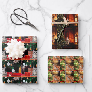 Feuille De Papier Cadeau Noël aux chats du Bengale