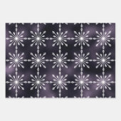 Feuille De Papier Cadeau Noël aux flocons blancs violets (Devant)