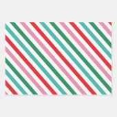 Feuille De Papier Cadeau Noël aux rayures colorées modernes (Devant 2)