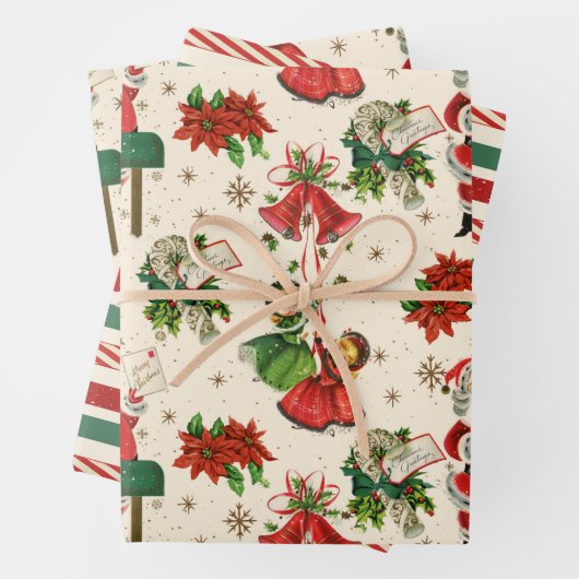 Feuille De Papier Cadeau Noël aux trésors rétro (En situation)