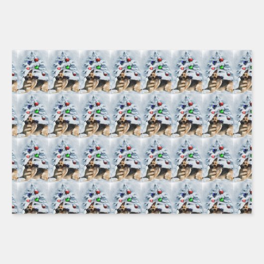 Feuille De Papier Cadeau Noël berger allemand (Devant 3)