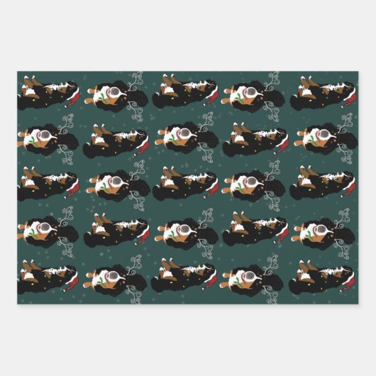 Feuille De Papier Cadeau Noël Bernese Mountain Dog  (Devant)