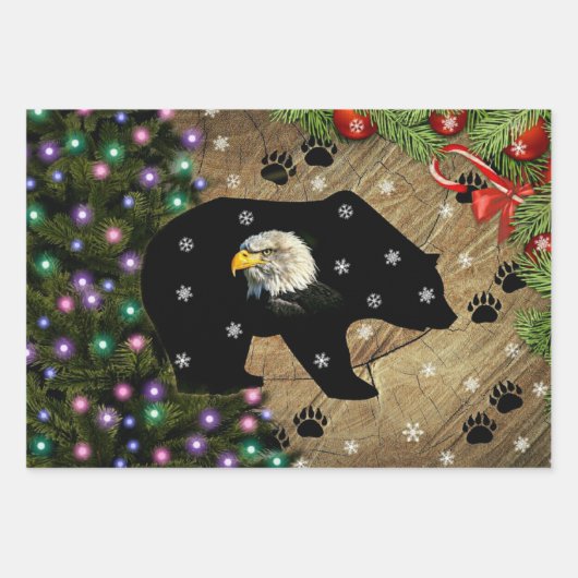 Feuille De Papier Cadeau Noël Black Bear Bald Eagle Spirit (Devant)