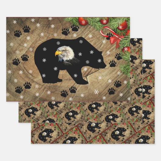 Feuille De Papier Cadeau Noël Black Oear Bald Eagle Wilderness (Lot)