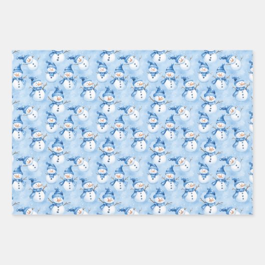 Feuille De Papier Cadeau Noël bleu (Devant 3)