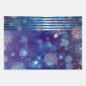 Feuille De Papier Cadeau Noël Bleu Vert rose hiver Wonderland (Devant)