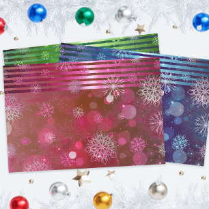 Feuille De Papier Cadeau Noël Bleu Vert rose hiver Wonderland
