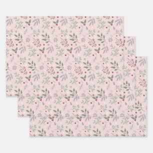 Feuille De Papier Cadeau Noël botanique avec Motif Mistletoe