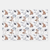 Feuille De Papier Cadeau Noël botanique de la forêt de renard rouge (Devant)