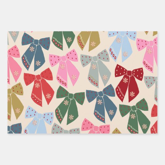 Feuille De Papier Cadeau Noël Bows Coquette (Devant)