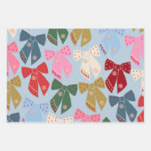 Feuille De Papier Cadeau Noël Bows Coquette bleu (Devant 3)