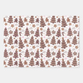 Feuille De Papier Cadeau Noël Brown Arbres Gingerbread Hommes Noël (Devant 3)