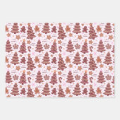 Feuille De Papier Cadeau Noël Brown Arbres Gingerbread Hommes Noël (Devant 2)