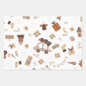 Feuille De Papier Cadeau Noël Brown Boho tendance (Devant 3)