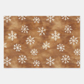 Feuille De Papier Cadeau Noël Brown White Winter Snowflics (Devant 3)