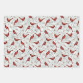 Feuille De Papier Cadeau Noël Cardinal Rouge Vacances d'hiver (Devant 2)