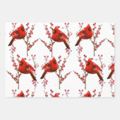Feuille De Papier Cadeau Noël cardinal rouge, vacances d'hiver (Devant 3)