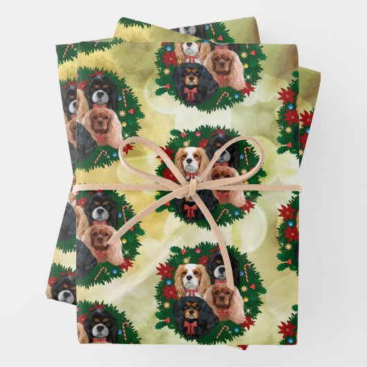 Feuille De Papier Cadeau Noël Cavalier King Charles Spaniel Noël (En situation)