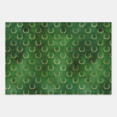 Feuille De Papier Cadeau Noël Cerf Motif Vert Or (Devant 2)