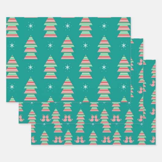 Feuille De Papier Cadeau Noël Chatons Snowflakes Tree Festive vacances (Lot)