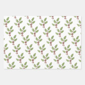 Feuille De Papier Cadeau Noël classique Holly avec baies (Devant)