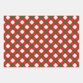 Feuille De Papier Cadeau Noël classique Plaid Rouge Blanc Vert (Devant 3)