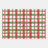 Feuille De Papier Cadeau Noël classique Plaid Rouge Vert Blanc (Devant)