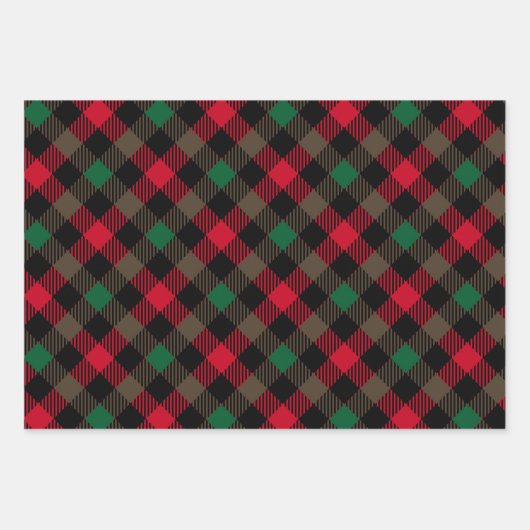 Feuille De Papier Cadeau Noël classique Plaid Simple Holiday Red (Devant 2)
