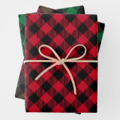 Feuille De Papier Cadeau Noël classique Plaid Simple Holiday Red (En situation)
