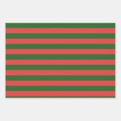 Feuille De Papier Cadeau Noël classique rayé rouge vert subtil (Devant 3)