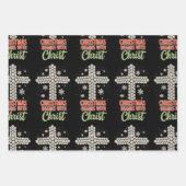 Feuille De Papier Cadeau Noël Commence Avec Christ Christian Snow Noël (Devant)