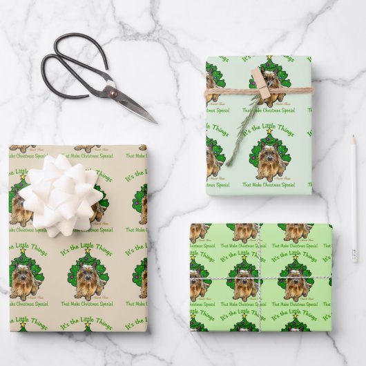 Feuille De Papier Cadeau Noël Cute Norwich Terrier (Recto)