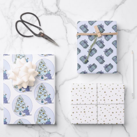 Feuille De Papier Cadeau Noël de chien lunatique (Recto)