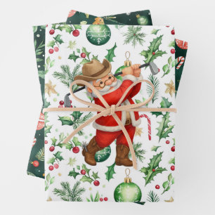 Feuille De Papier Cadeau Noël de golf avec le Père Noël au Texas