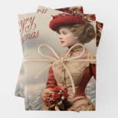 Feuille De Papier Cadeau Noël de la dame victorienne (En situation)