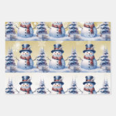 Feuille De Papier Cadeau Noël de la forêt d'hiver | Or (Devant)